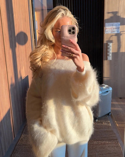 Lara Off-Shoulder Mohair Sweater