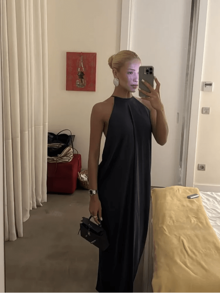 Elisabeta Satin Halter Maxi Dress