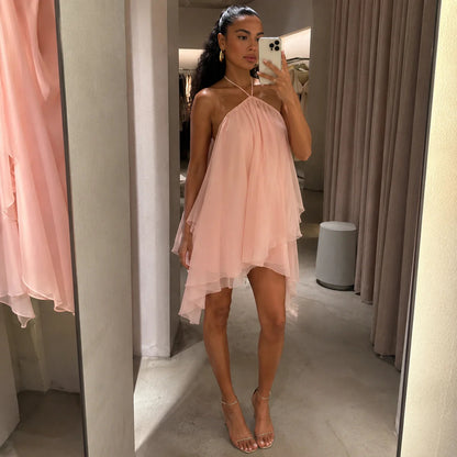 Zelia Backless Halter Mini Dress