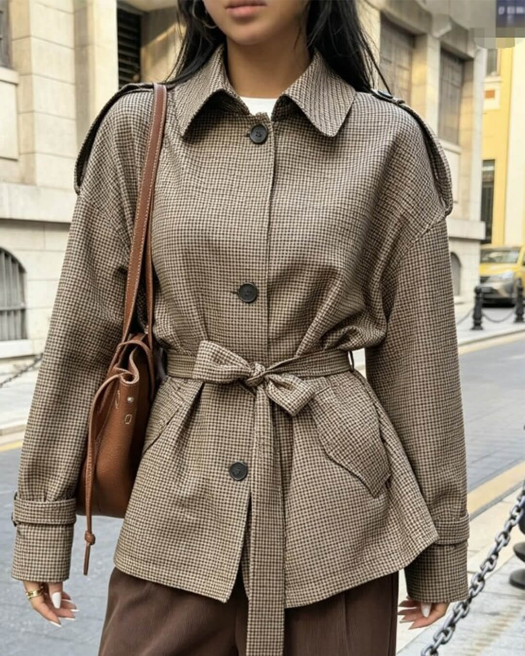 Mary Houndstooth Plaid Blazer