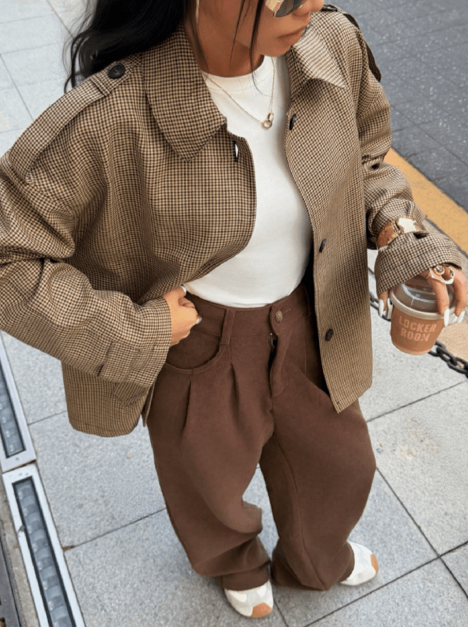 Mary Houndstooth Plaid Blazer
