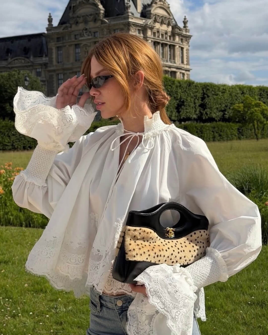 Helene Embroidery Lace Trim Blouse