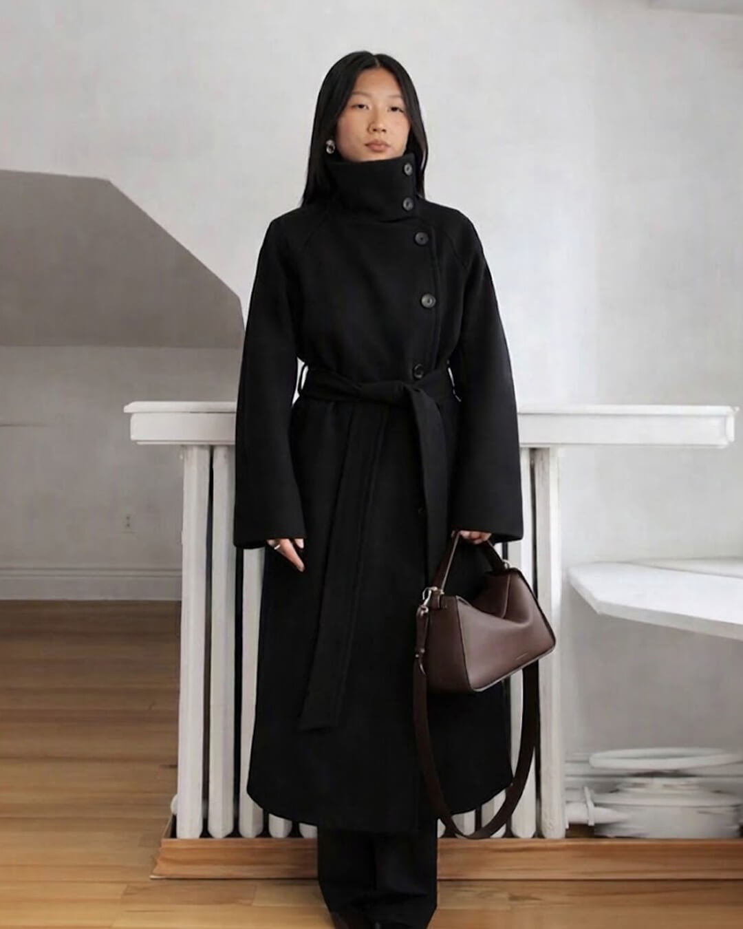 Dolly Long Belted High Collar Coat