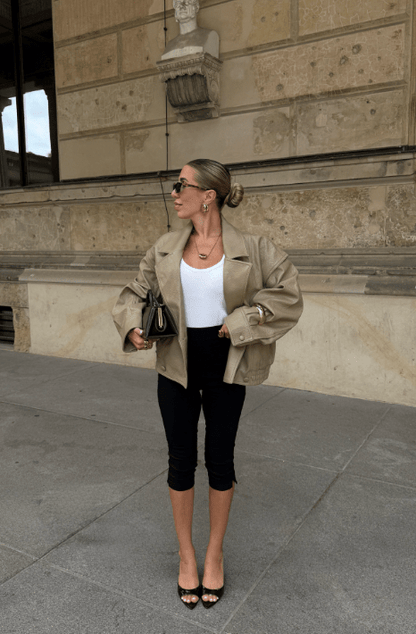 Gloria Double Breasted Faux Leather Coat