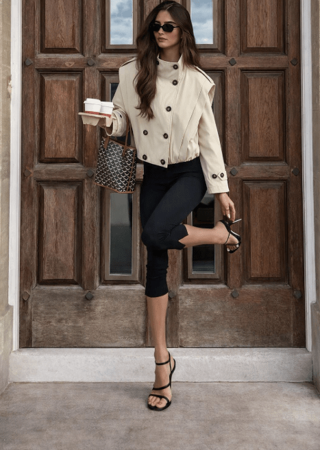 Isabel Pleated High Collar Trench Coat