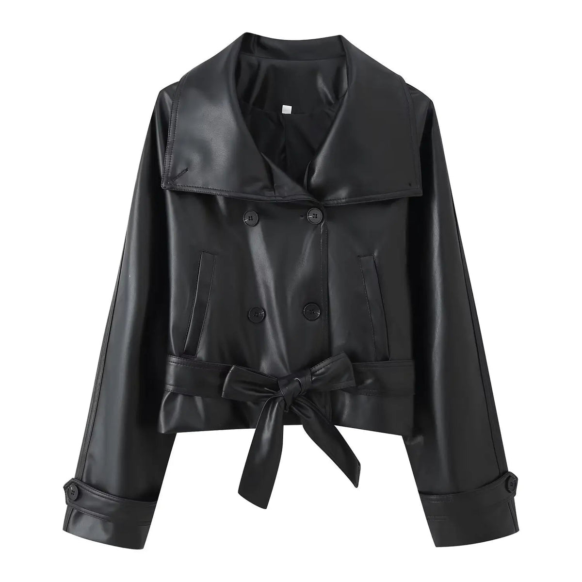 Rose Faux Leather Lace-Up Trench Coat