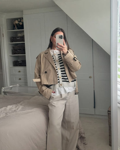 Carmen Cropped Double Breasted Trench Coat