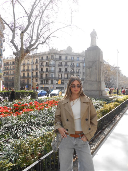 Carmen Cropped Double Breasted Trench Coat