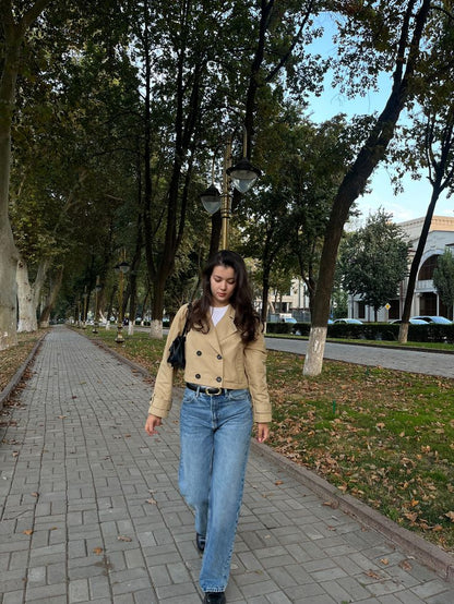 Carmen Cropped Double Breasted Trench Coat