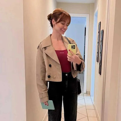 Carmen Cropped Double Breasted Trench Coat
