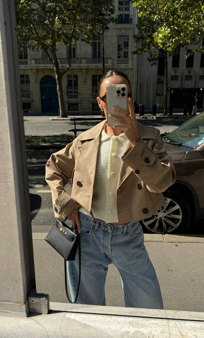 Carmen Cropped Double Breasted Trench Coat