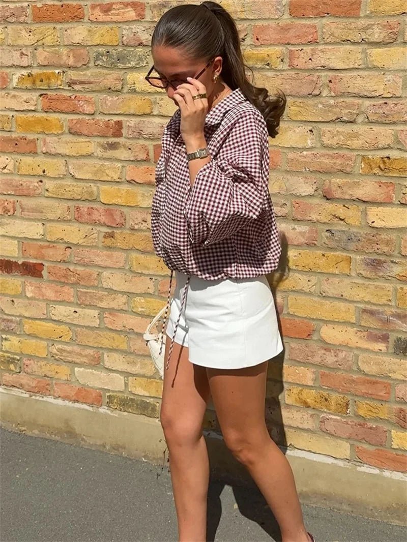 Nicole Plaid Drawstring High Neck Jacket
