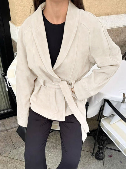 Rebecca Belted Suede Trench Coat