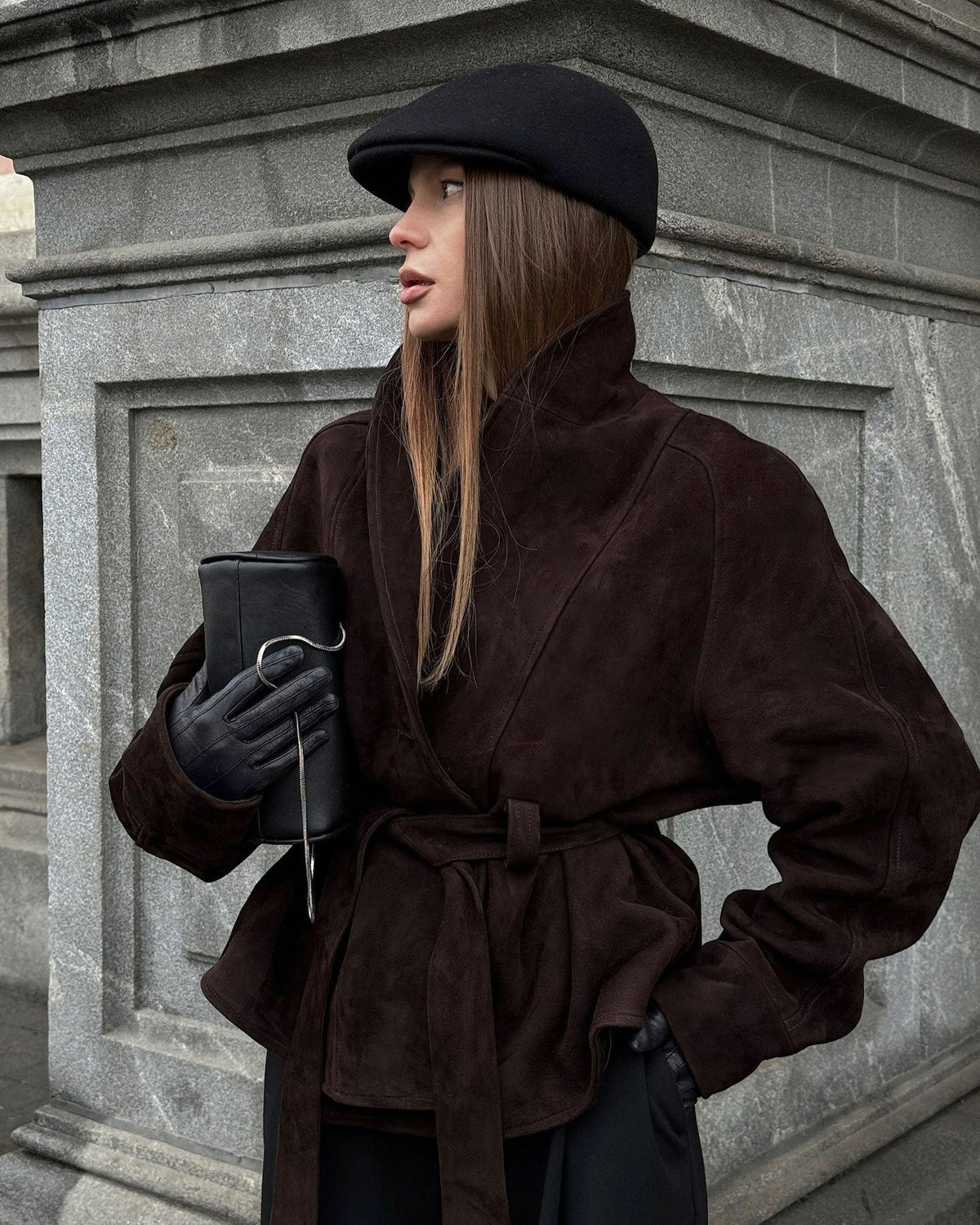Rebecca Belted Suede Trench Coat