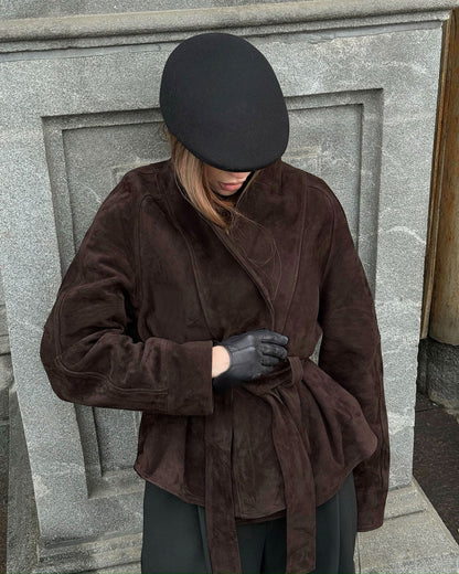 Rebecca Belted Suede Trench Coat