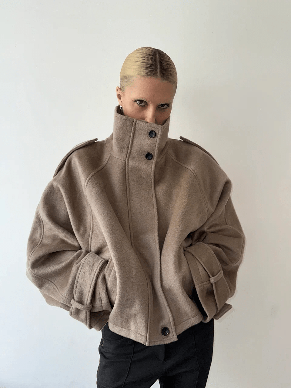 Anna Cropped Wool Blend Coat