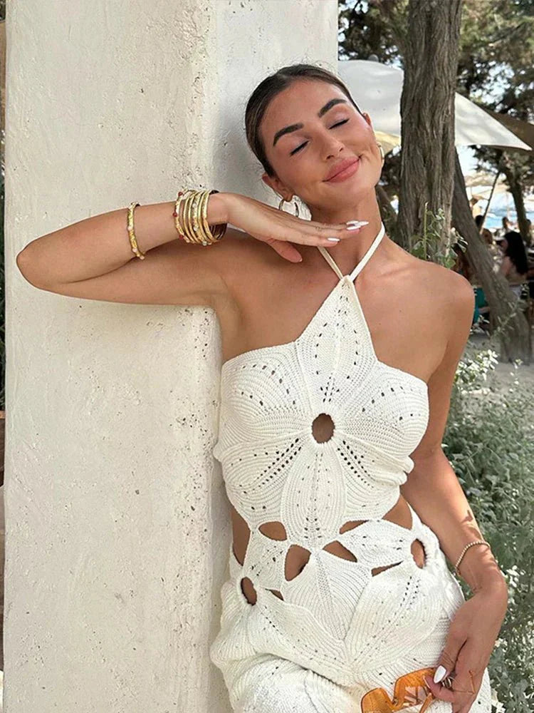 Willow Halter Neck Crochet Mini Dress