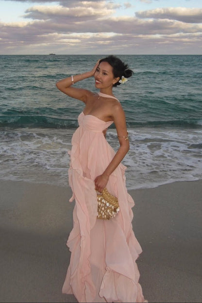 Emmi Strapless Ruffled Maxi Dress
