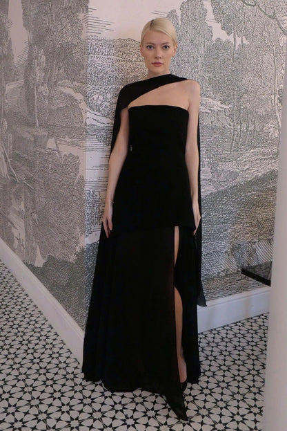 Ambre Asymmetric Sheer Maxi Dress