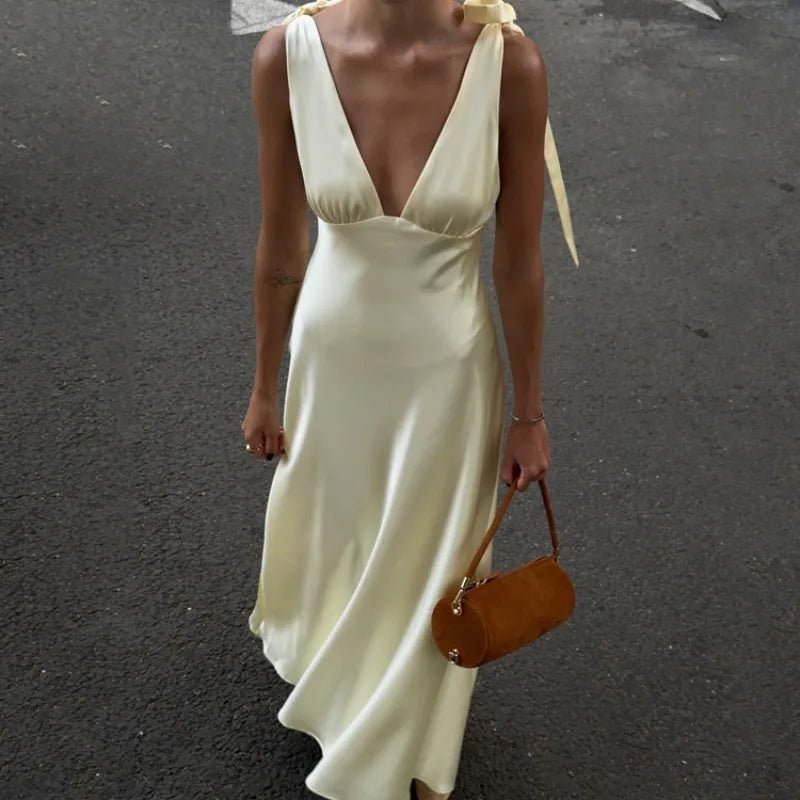 Solana Satin Tie Strap Maxi Dress