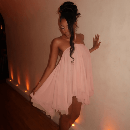 Zelia Backless Halter Mini Dress