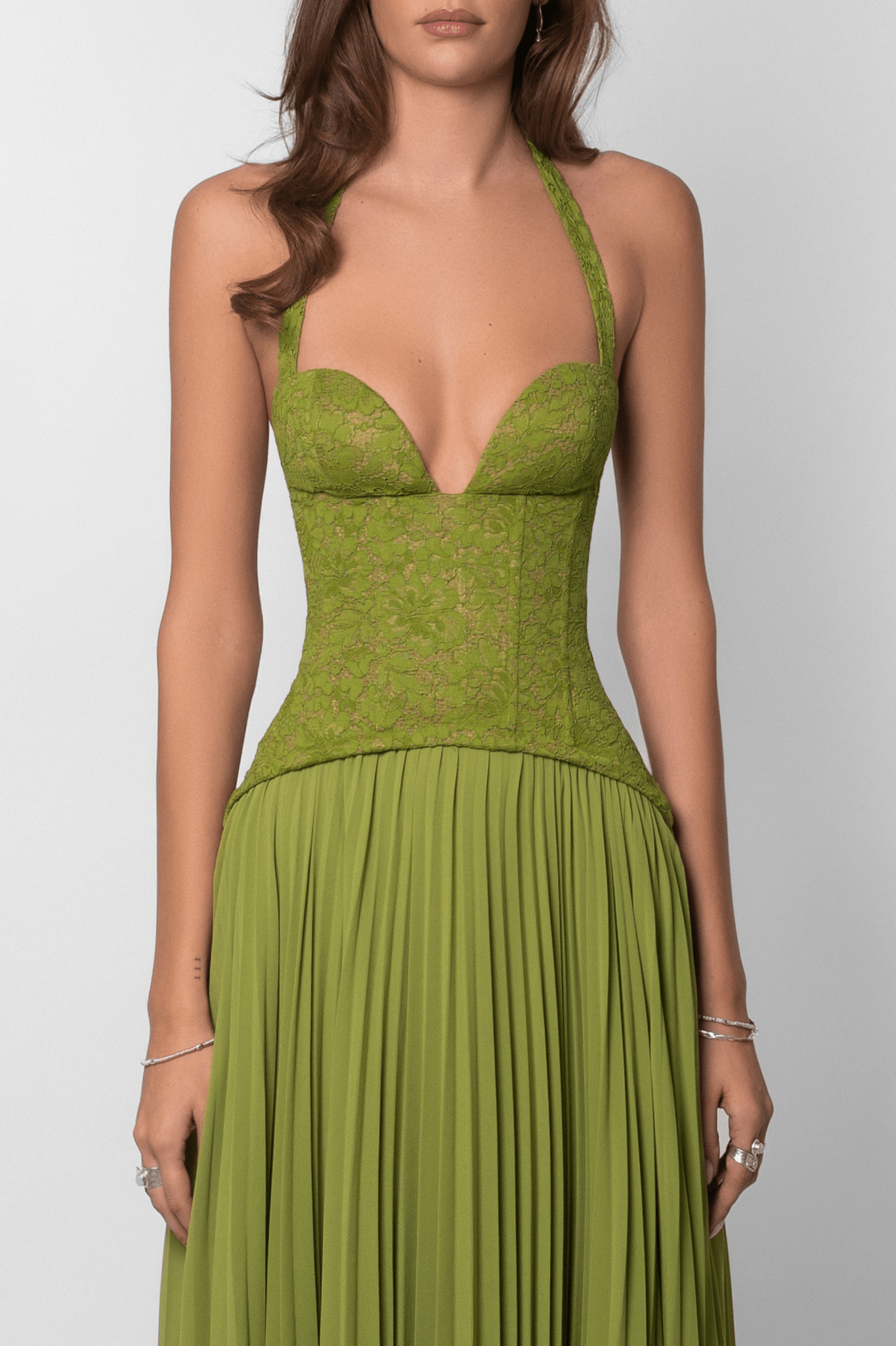 Indra Pleated Corset Maxi Dress