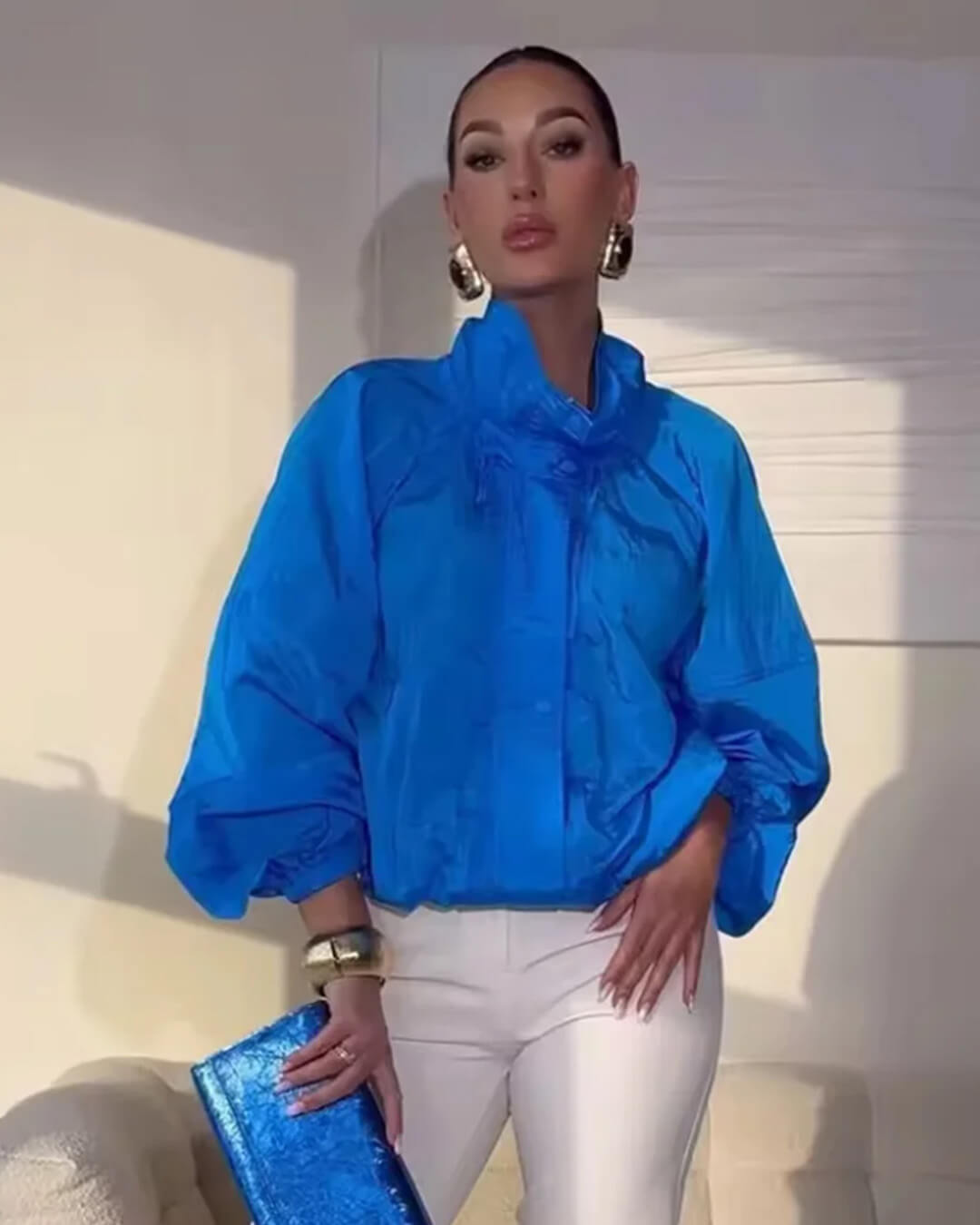 Helen Stand Collar Windbreaker Jacket