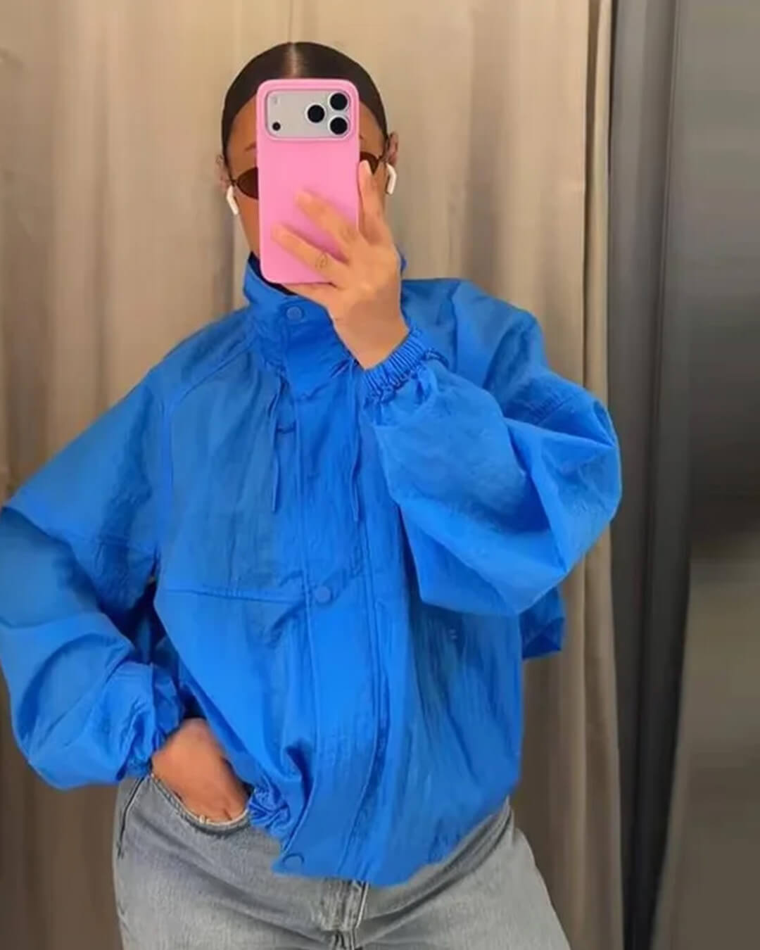 Helen Stand Collar Windbreaker Jacket