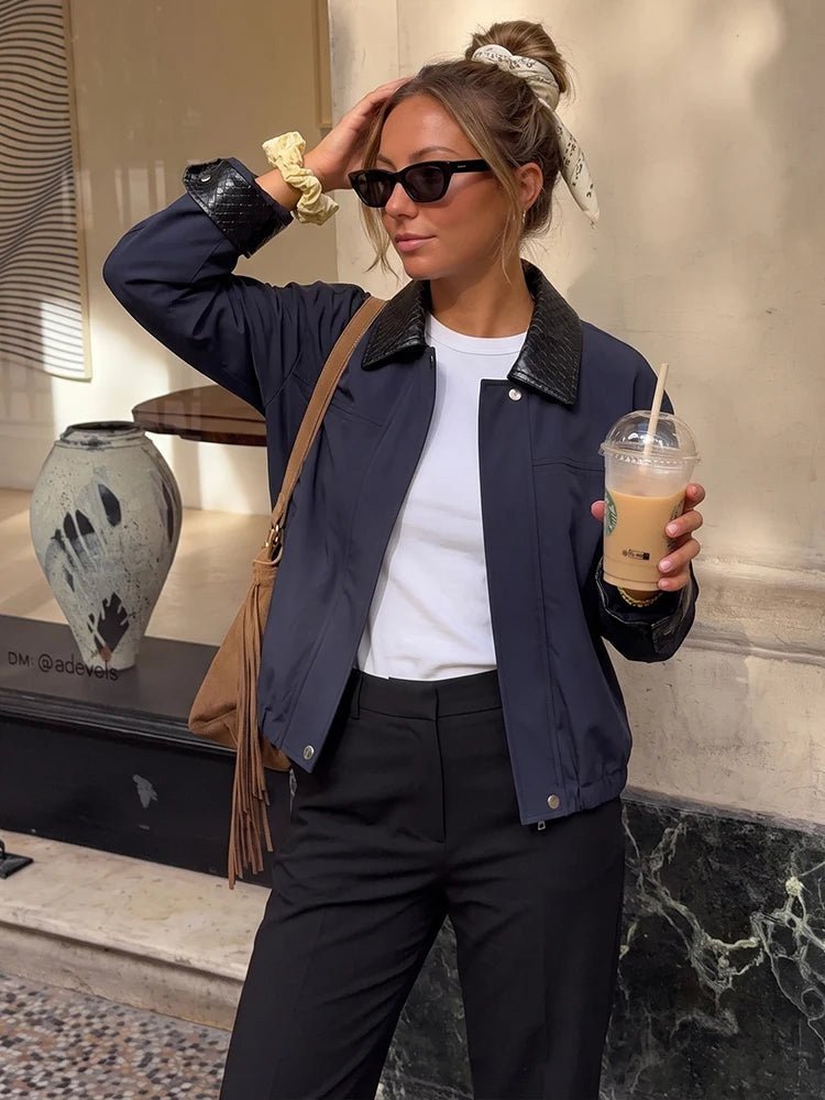 Daniela Contrast Collar Bomber Jacket