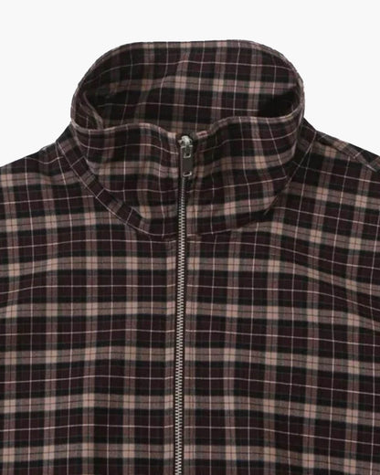 Eva High Collar Checked Zip Jacket