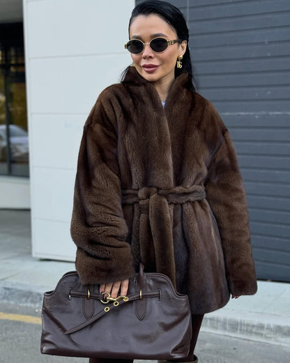 Daniela Belted Faux Fur Jacket