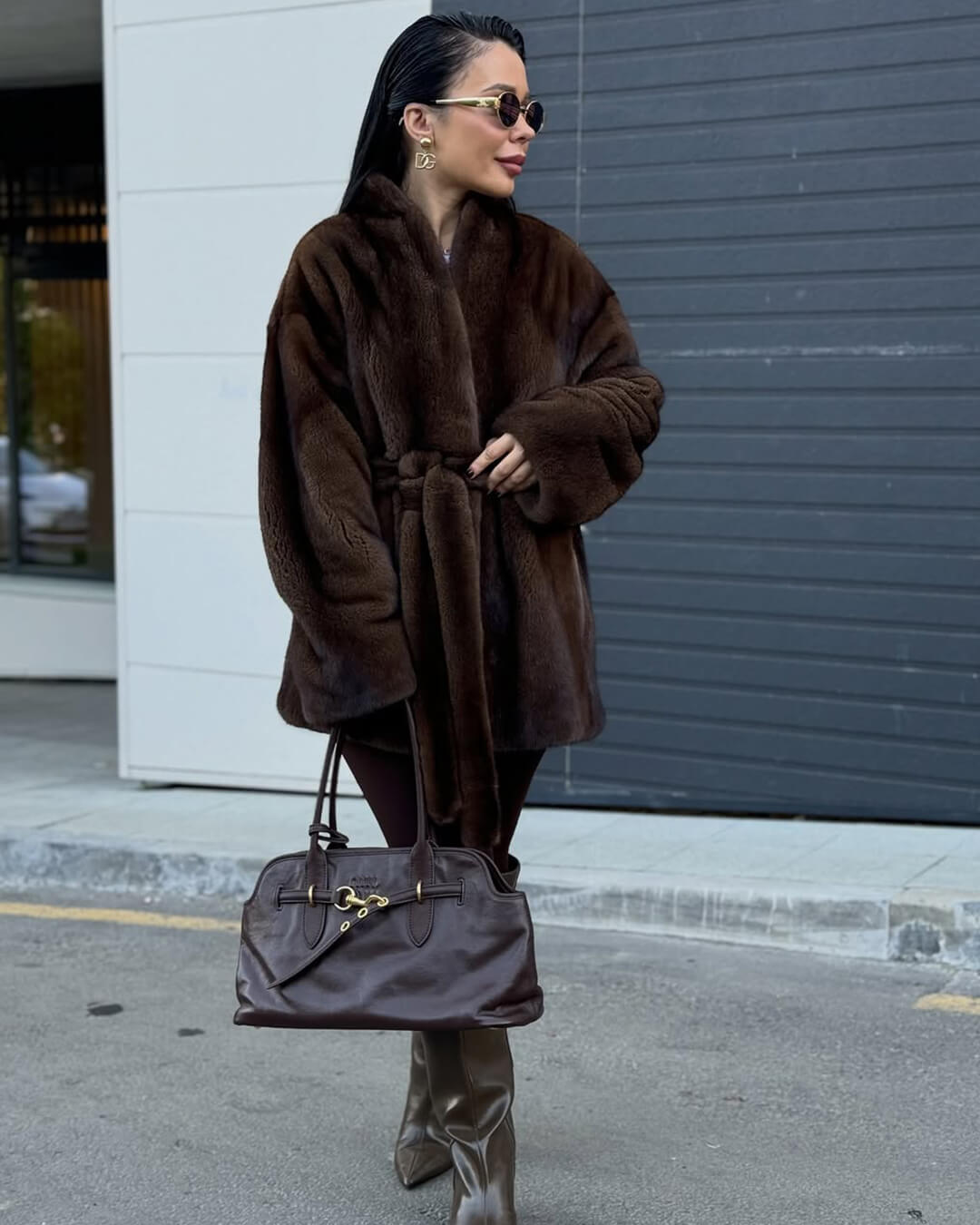 Daniela Belted Faux Fur Jacket