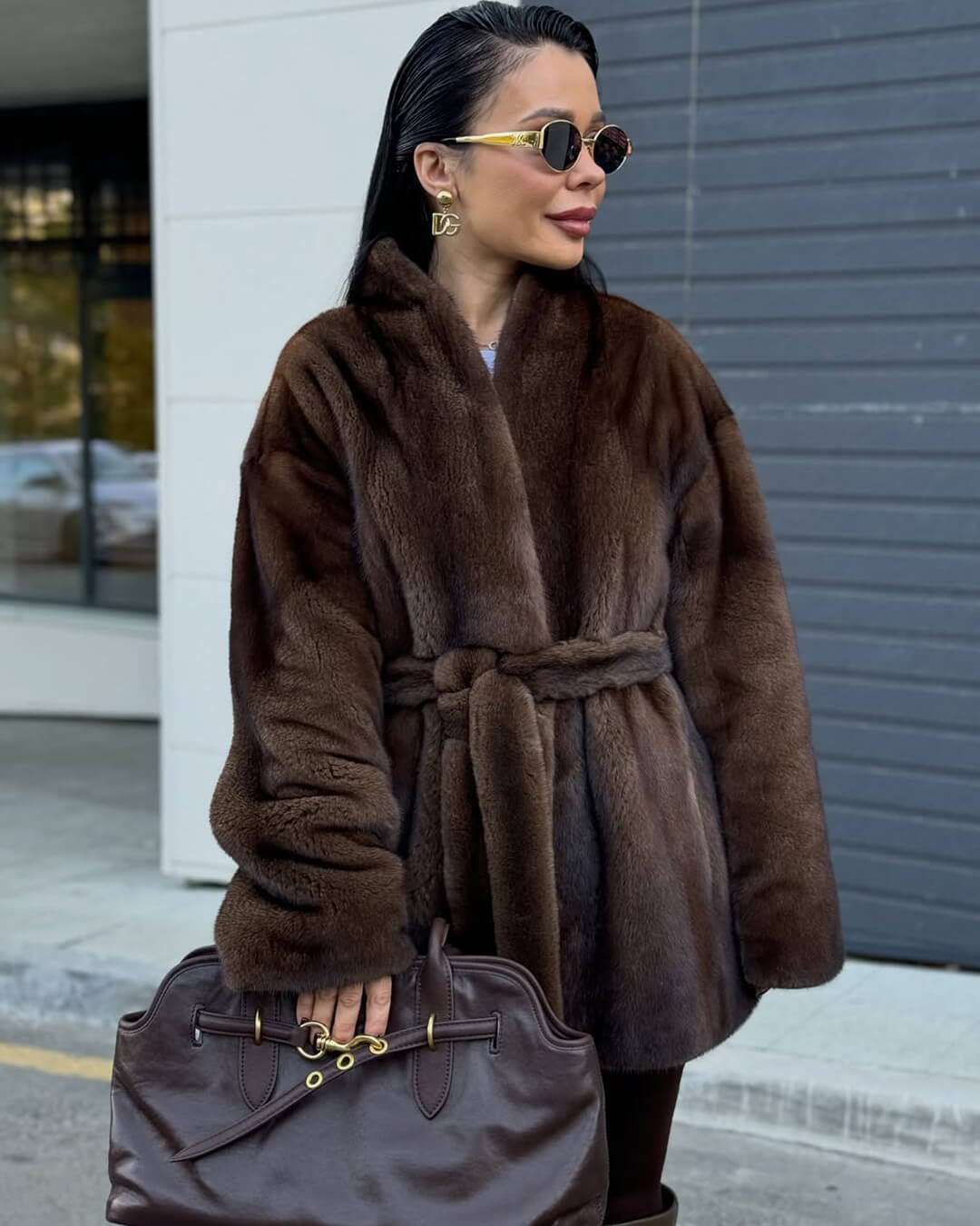 Daniela Belted Faux Fur Jacket