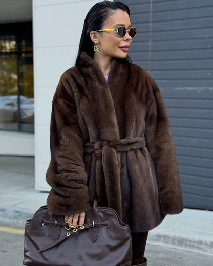 Daniela Belted Faux Fur Jacket