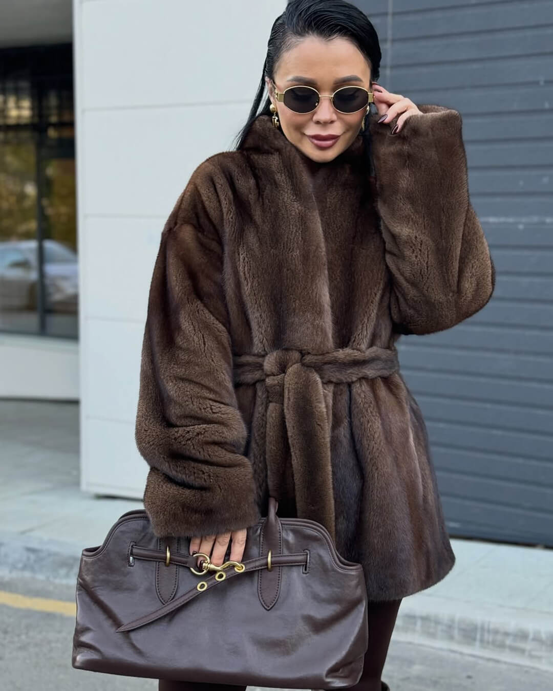 Daniela Belted Faux Fur Jacket