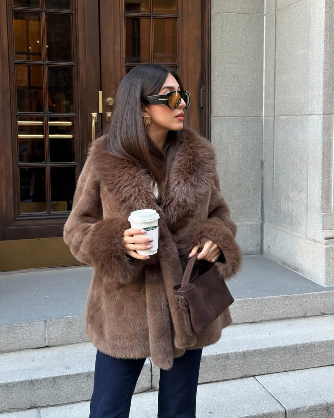 Miriam Faux Fur Trim Coat