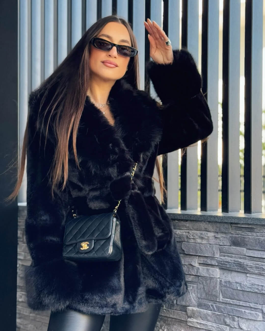 Miriam Faux Fur Trim Coat