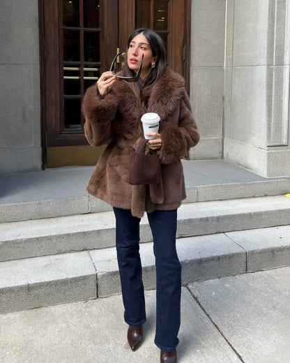 Miriam Faux Fur Trim Coat