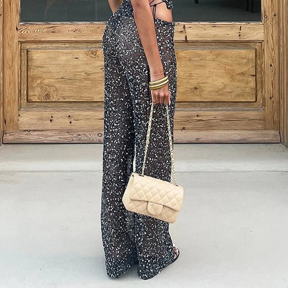 Zoey Sequin Straight Leg Pants