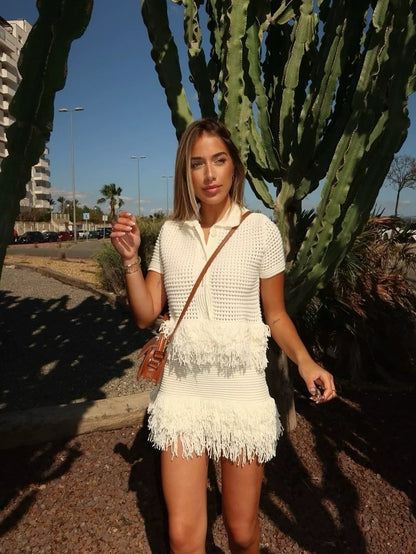 Sophia Knitted Tassel Skirt Set
