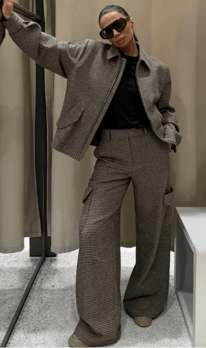 Layla Houndstooth Padded Suit Set