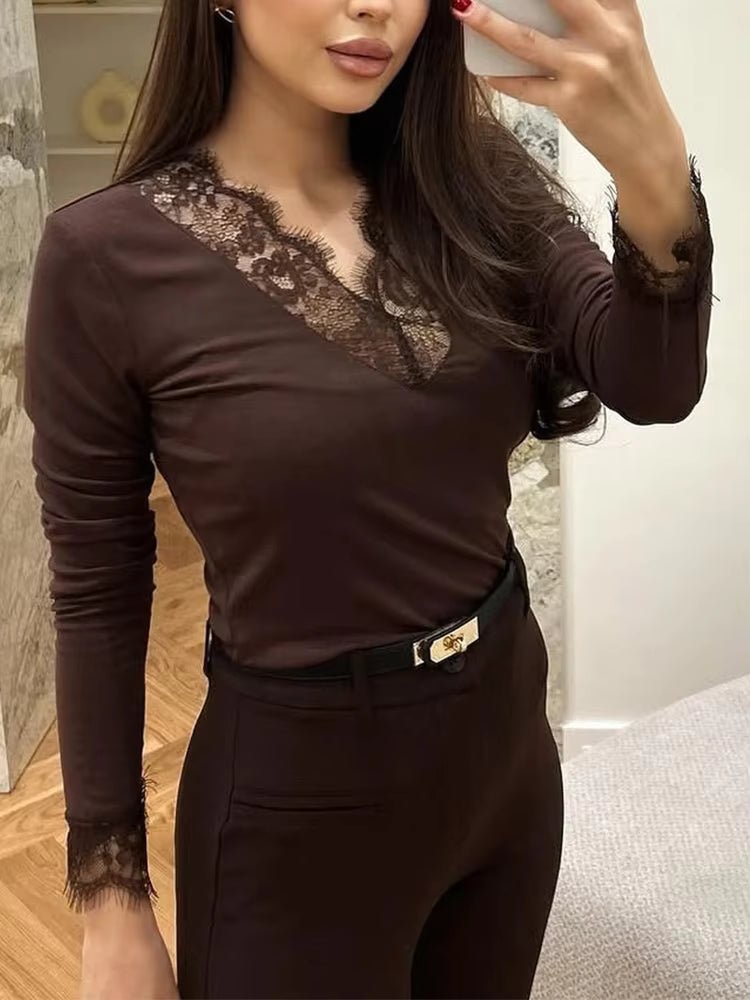 Evelyn Lace V-Neck Casual Top