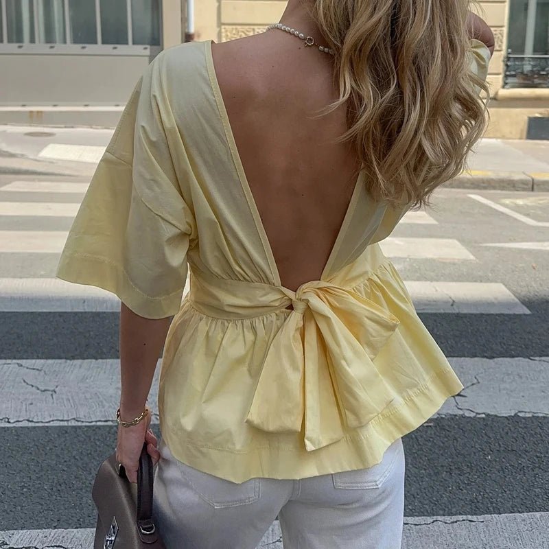 Monica Ruffled Backless Blouse