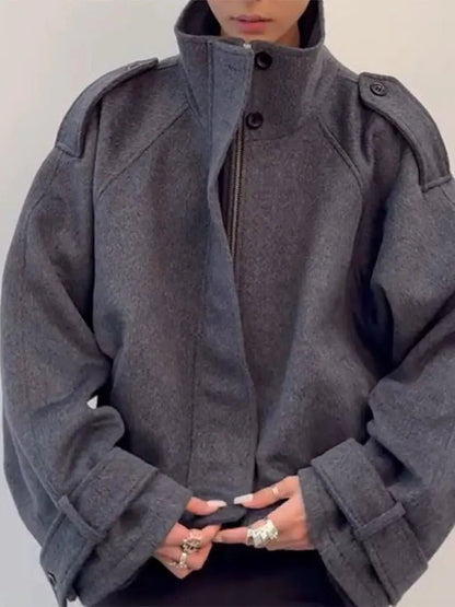 Anna Cropped Wool Blend Coat