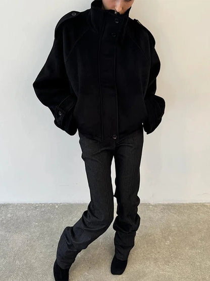 Anna Cropped Wool Blend Coat