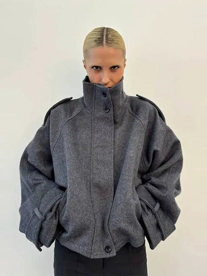 Anna Cropped Wool Blend Coat