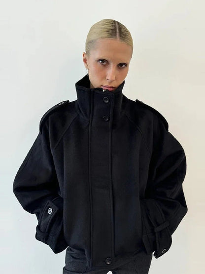 Anna Cropped Wool Blend Coat