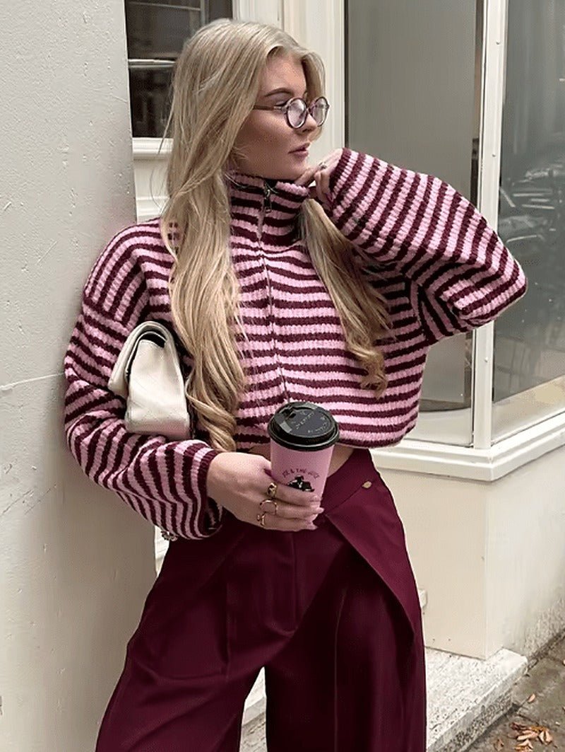 SOKYND Adella Knit Zip Sweater Sweaters & CardigansSOKYND-020375-RED-L-36087RedL