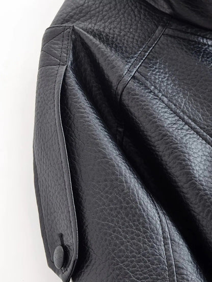 SOKYND Aleah Asymmetrical Leather Jacket Coats & Jacketsgv1767356248732388863BrownXS