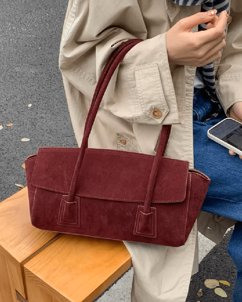 SOKYND Alicia Vintage Faux Suede Shoulder Bag BagSOKYND-129943-RED-OS-74455Red